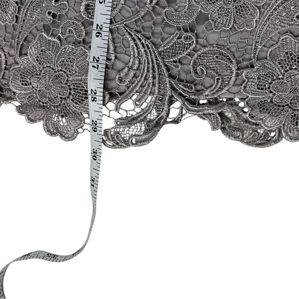 Adrianna Papell Gray Strapless Lace Lined Peplum Dress Size 4 Romantic Feminine